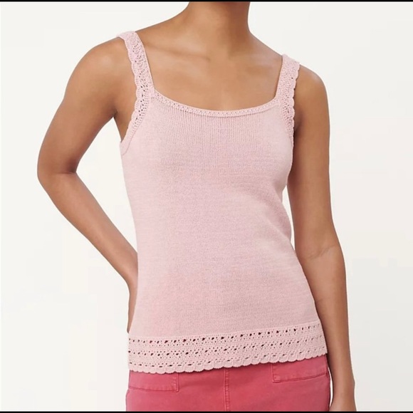 LOFT Tops - Loft Pink Crochet Sweater Tank